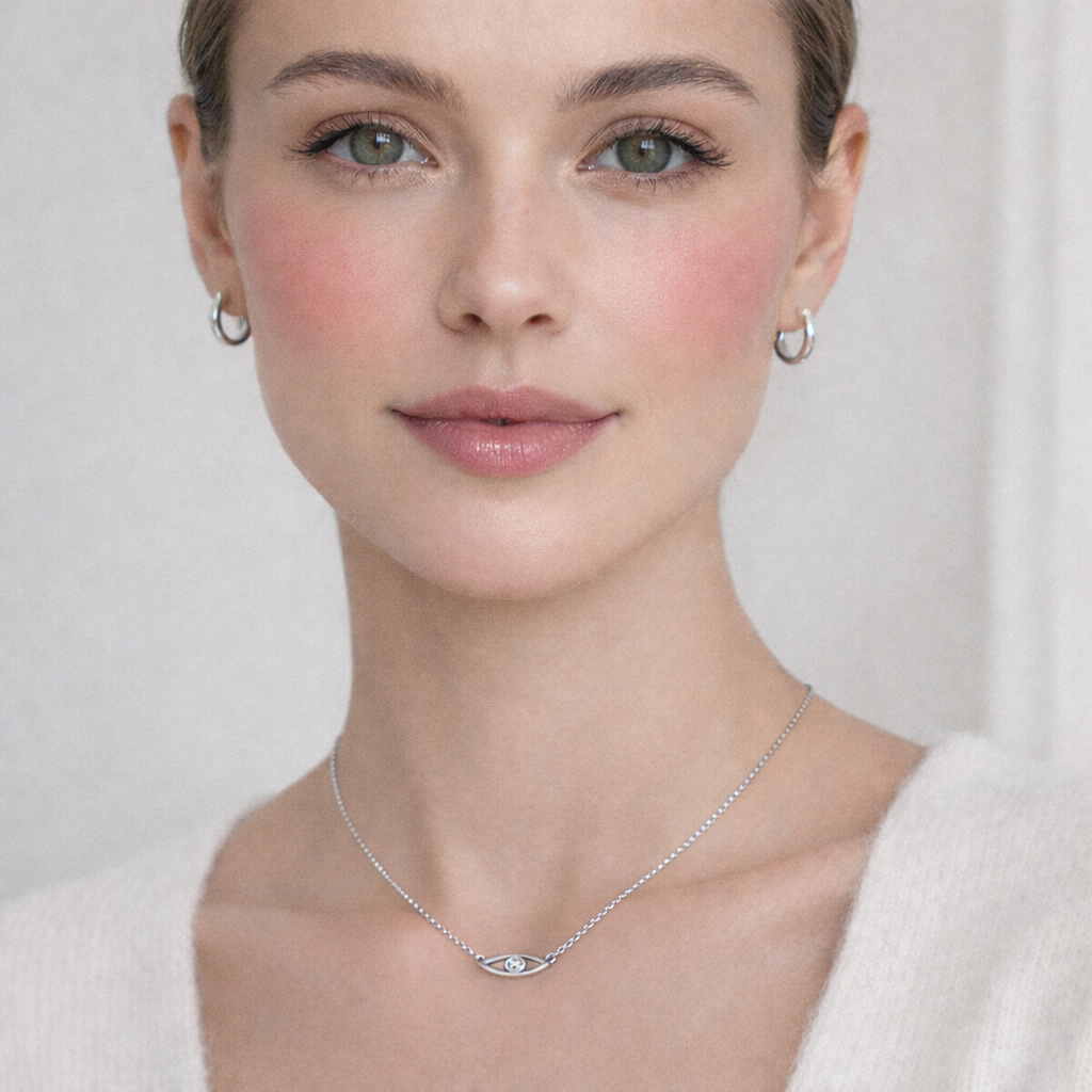 IRIS | שרשרת עין (Evil Eye) יהלומי מעבדה | כסף בציפוי רודיום