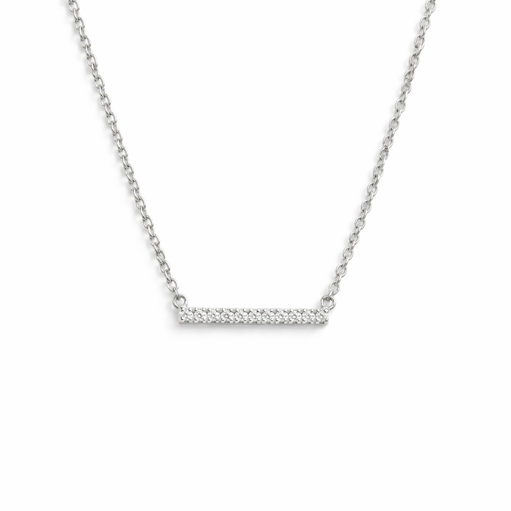 LINA | שרשרת בר (Bar) יהלומי מעבדה | כסף בציפוי רודיום יוקרתי