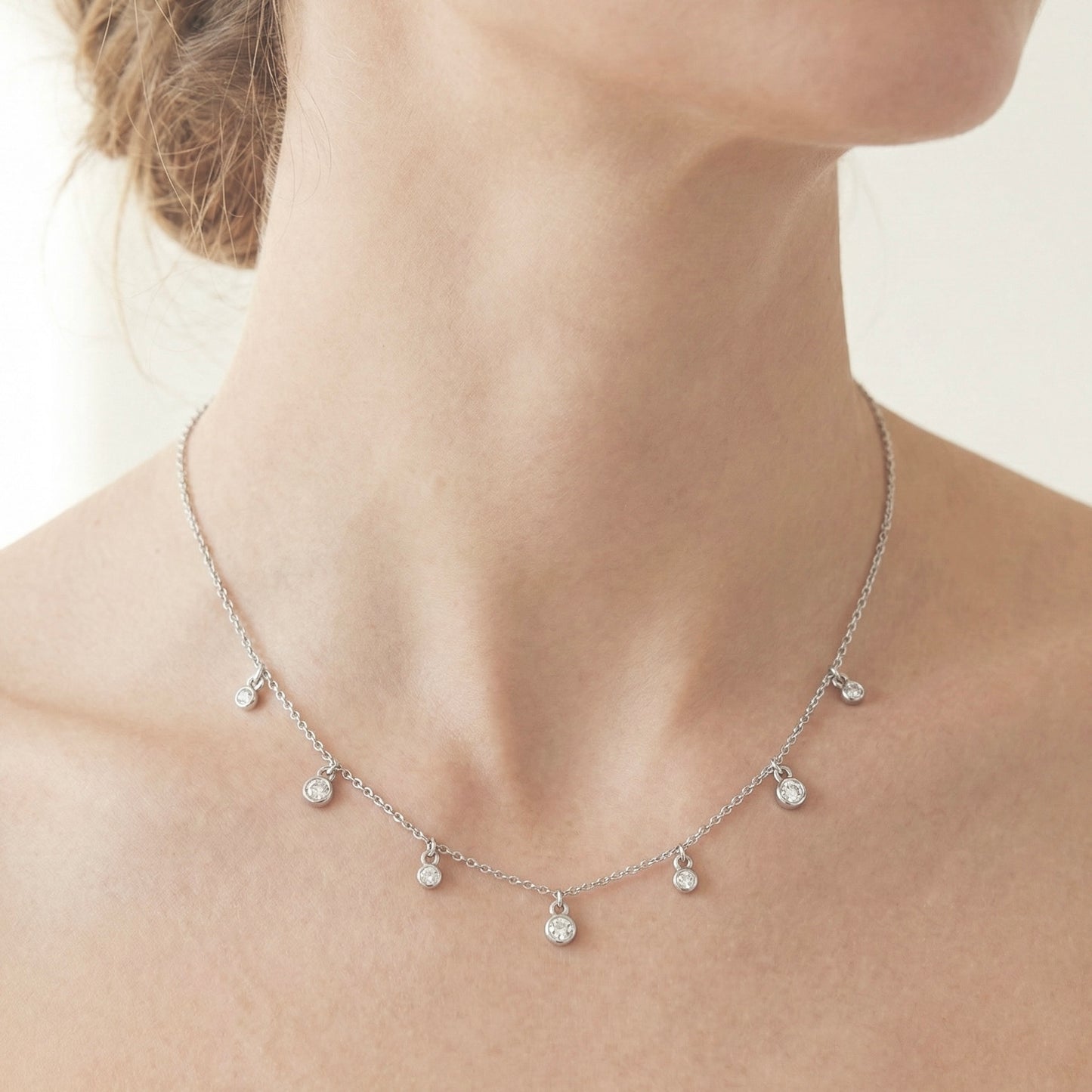 STELLA | שרשרת נטיפי יהלומי מעבדה | כסף בציפוי רודיום