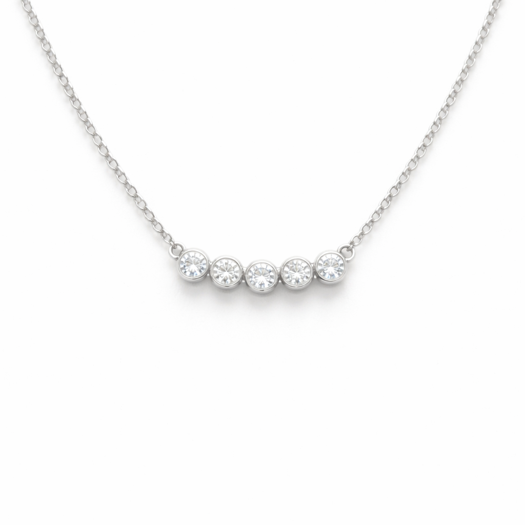 EVE |שרשרת 5 יהלומי מעבדה|כסף בציפוי רודיום