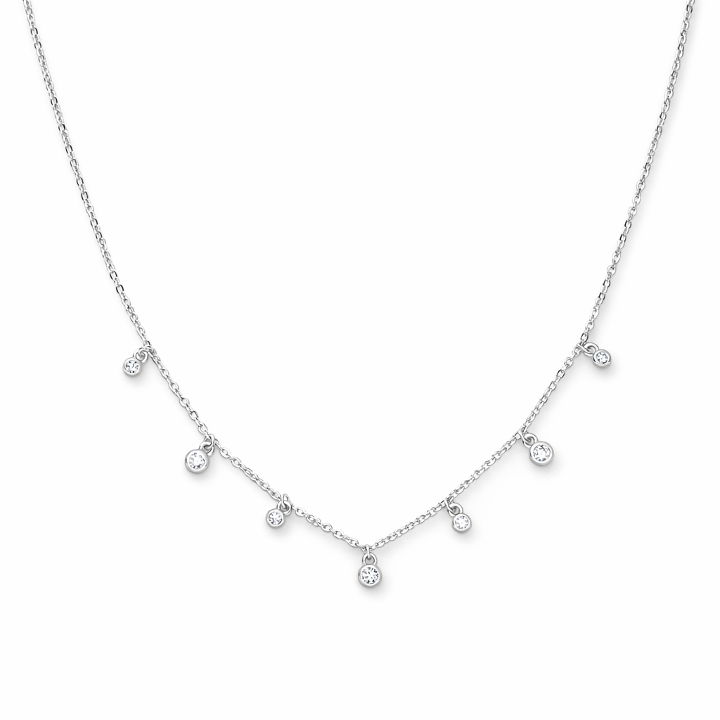 STELLA | שרשרת נטיפי יהלומי מעבדה | כסף בציפוי רודיום